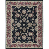 Hand-Knotted High-Quality Black and Rust Area Rug