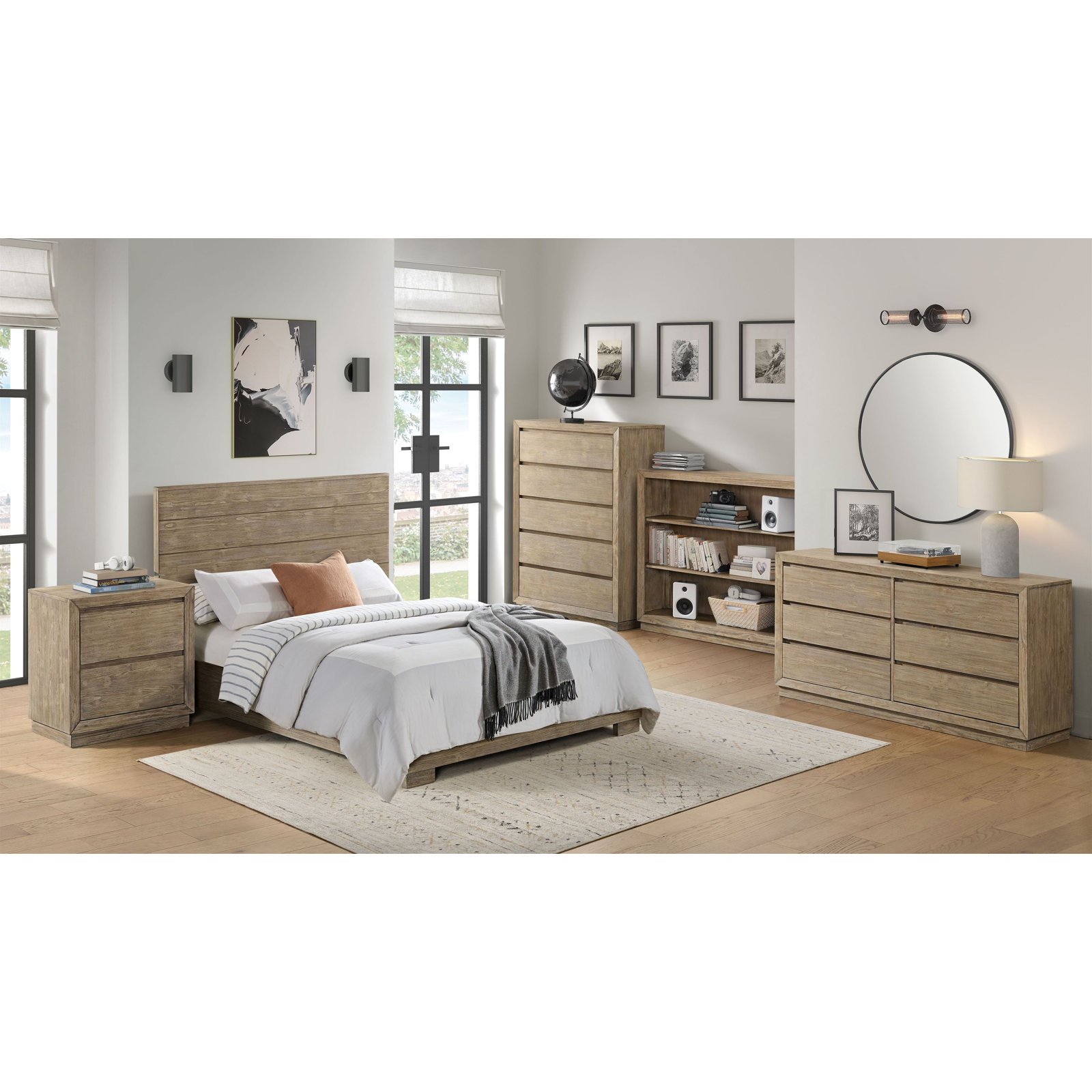 Albie Pine Complete Bed, Full, Sandstone