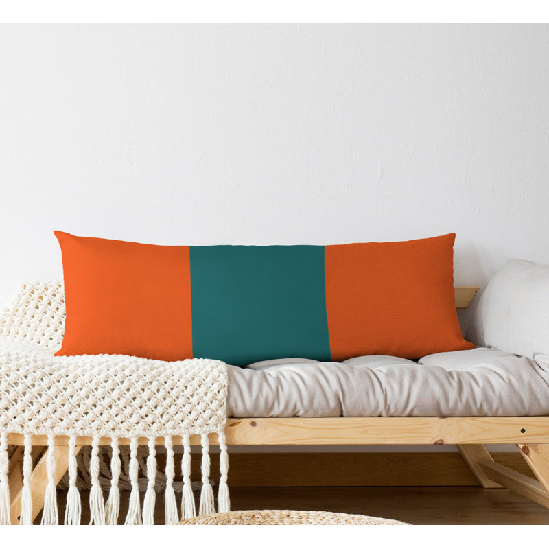 Polyester Medium Pillow, Orange/Aqua, Miami Football