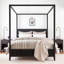 Grand lit plateforme à baldaquin en bois avec lattes de soutien, noir-1049034355-1049034356