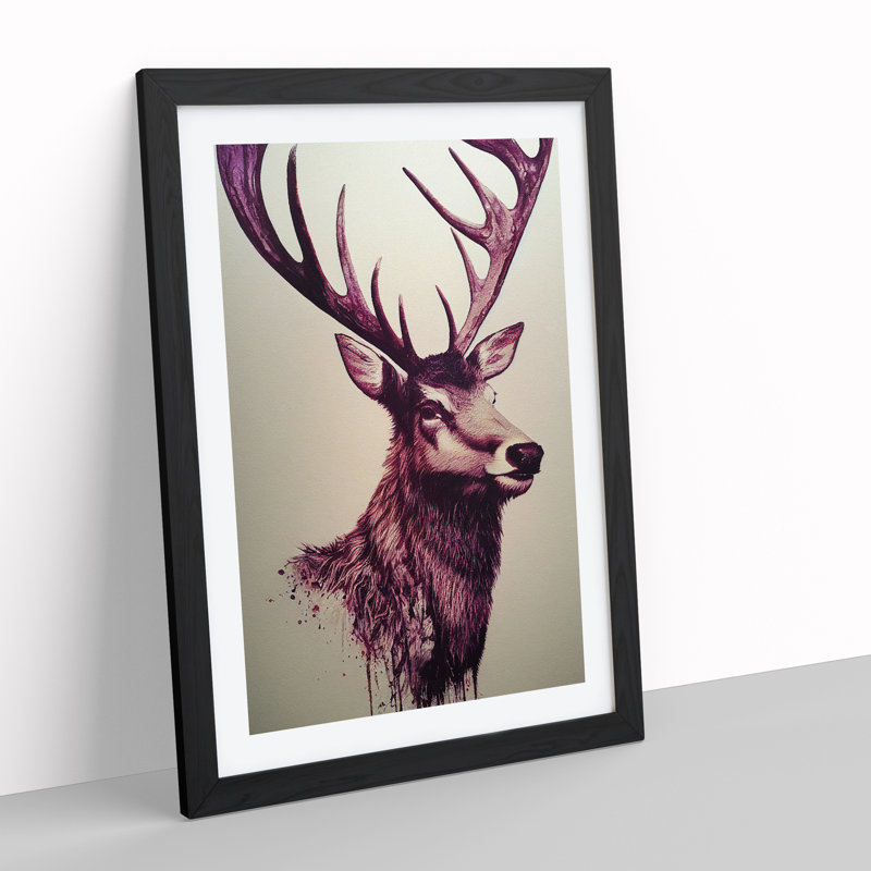 Unforgettable Stag - Single Picture Frame Print, Black Framed, 64cm H x 46cm W x 2cm D