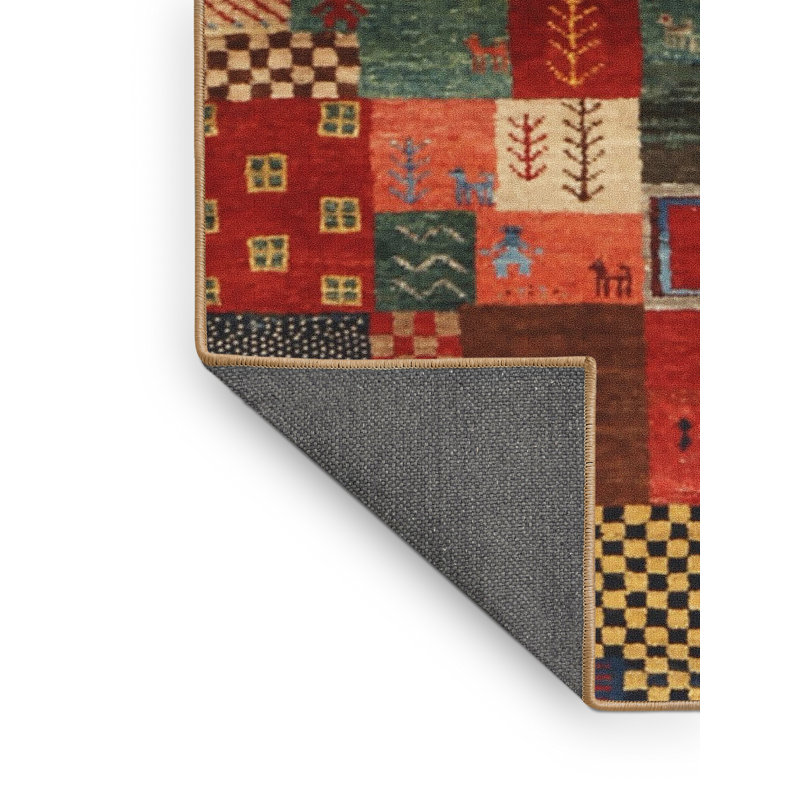 Tapis brun/bleu/gris/zone contemporaine, Rectangle 4 pi x 6 pi