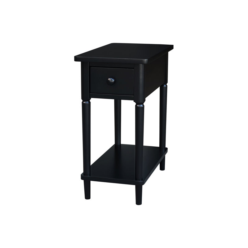 Deboria Solid Wood End Table with Storage, Black