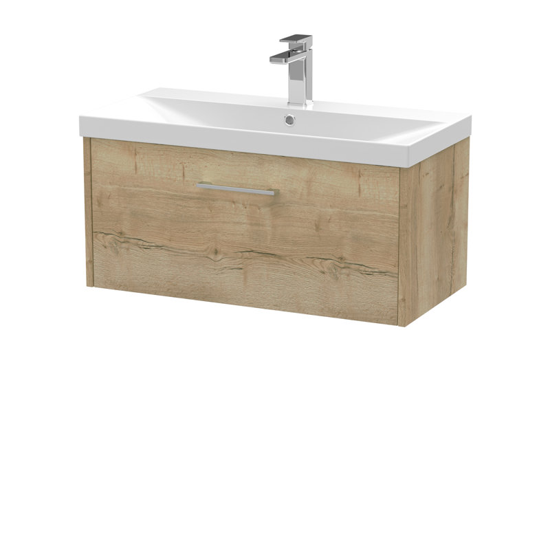 Juno 800mm Single Bathroom Vanity with Integrated Vitreous China Basin, Autumn Oak