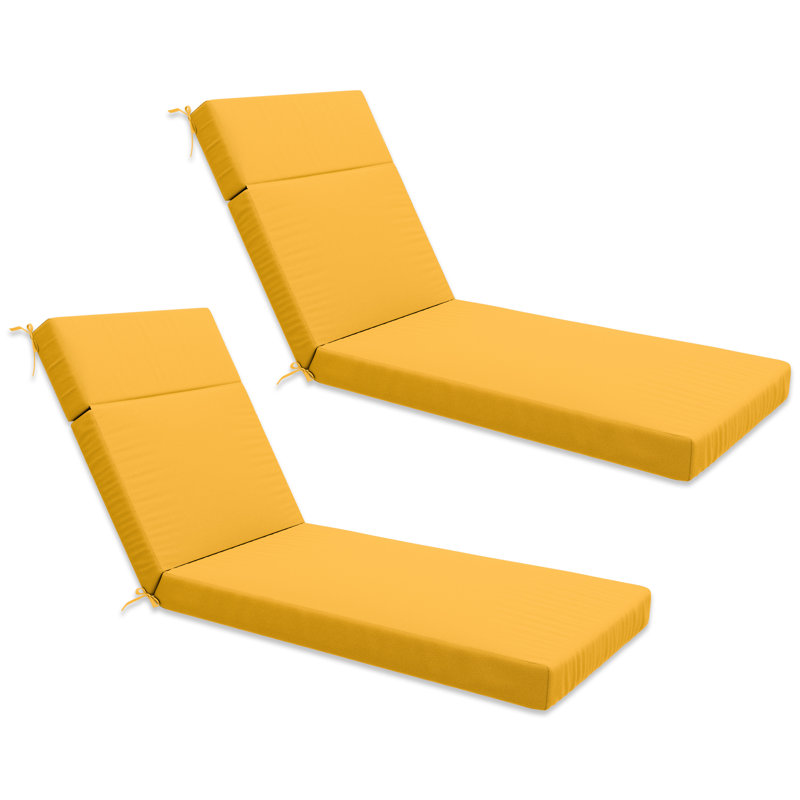 Outdoor Chaise Lounge Chair Cushion, Yellow, 2, 80" W x 26" D