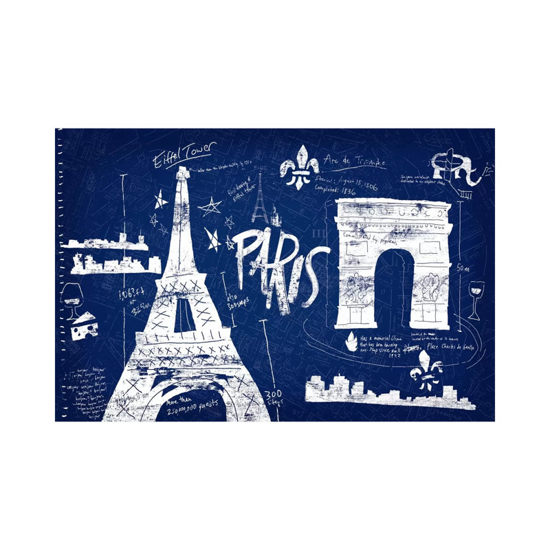 Paris Blue 1 Piece Wrapped Canvas Painting, 30.48 cm H x 45.72 cm W