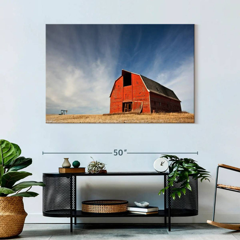 Lilie, vieille grange rouge en Alberta, H 32 po x l 48 po