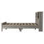 Lit double en bois rustique pleine grandeur avec tête de lit à double porte de grange coulissante et point de charge, support de lattes, teinte gris antique, lit plateforme sans sommier, lattes fixes et fixes, chatoyant-1040330795