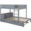 Lit superposé avec finition grise, lit gigogne simple et rangement de bureau, prises pour lit gigogne pratique, tiroirs cachés