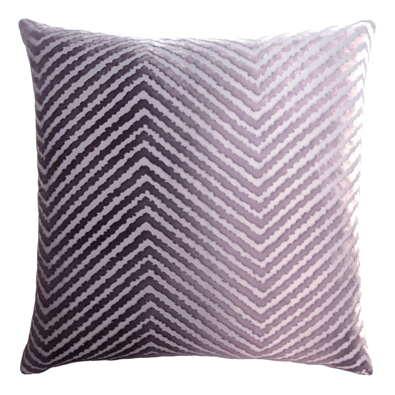 Chevron Velvet Pillow Cover & Insert, 18"H x 18"W, Thistle