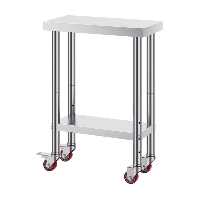 Table de travail en acier inoxydable avec roulettes 24 x 12 x 32 pouces Table de préparation avec 4 roulettes Table de travail robuste pour la cuisine commerciale et la restauration