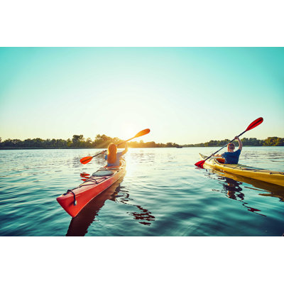 People Kayak pendant le coucher du soleil - Photographie sur toile tendue