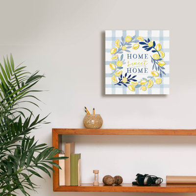 «Home Sweet Home Lemon Wreath» par Elizabeth Tyndall, art mural sur toile, 12 po x 12 po