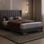 Upholstered Bed Frame with Channel Tufted Headboard-151398478-151398449