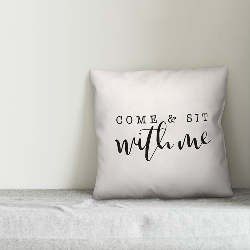  Housse et insert de coussin carré extérieur Come and Sit with Me, H 20 po x l 20 po, Blanc cassé / noir