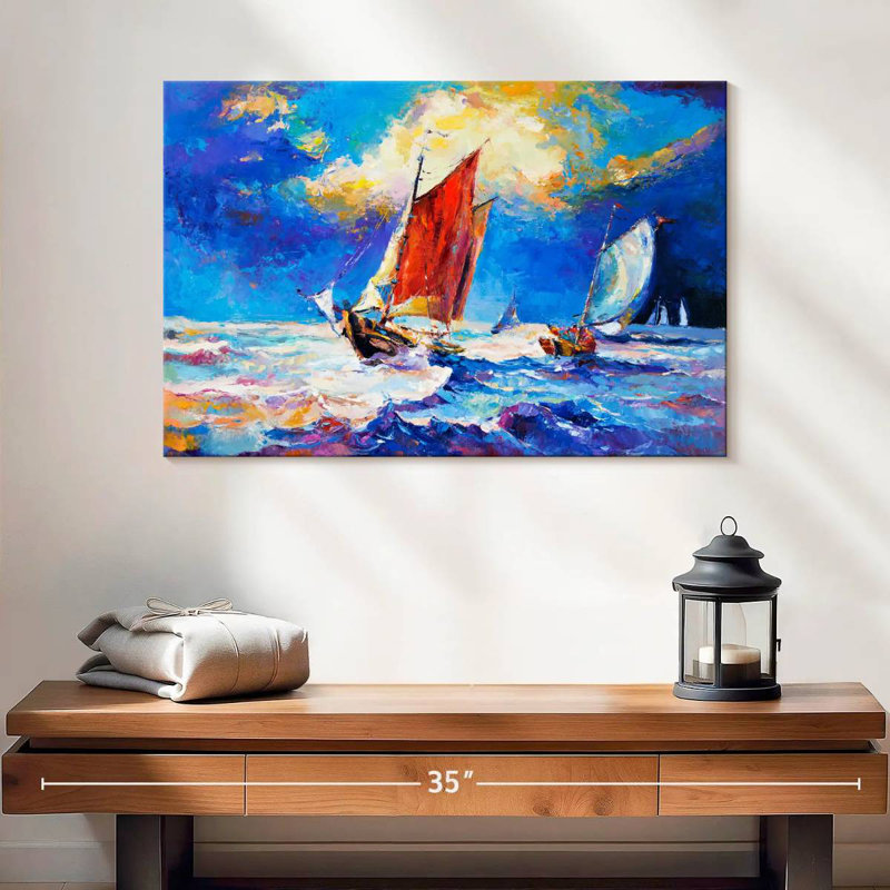Mehar voiliers en mer, H 16 po x l 24 po