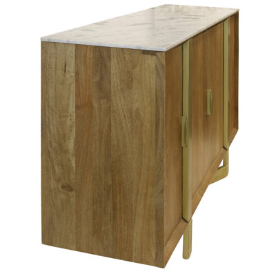 Buffet flottant 4 portes Astoria Barcelona - Tabac clair avec plateau en marbre