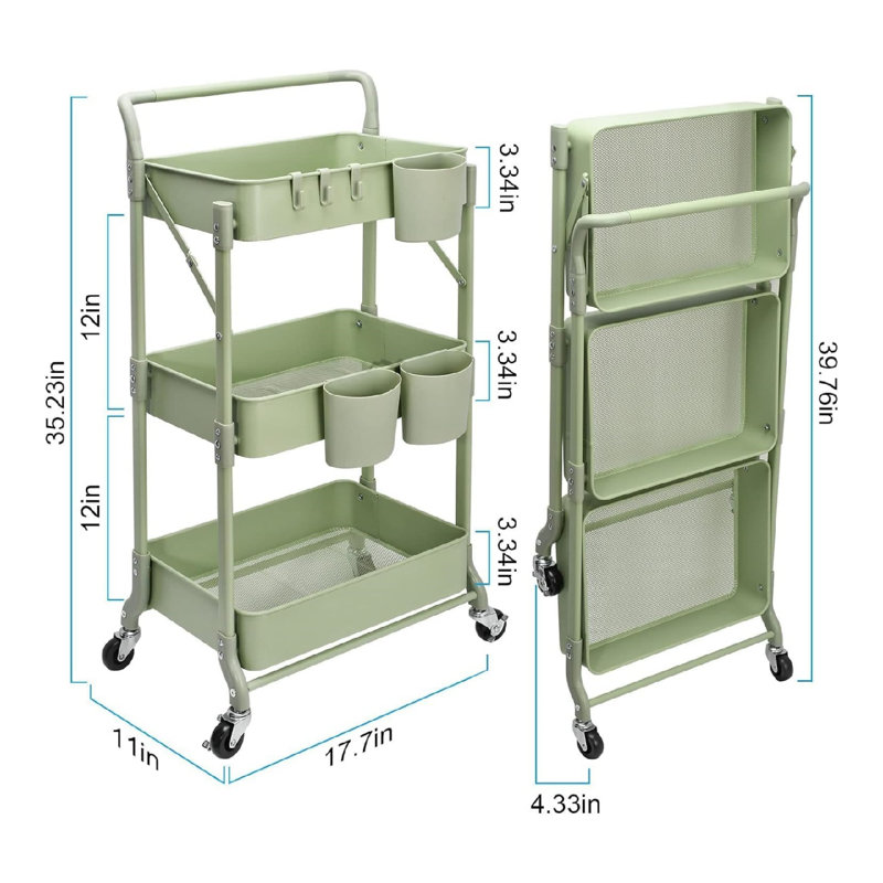 Chariot roulant pliable et multifonctionnel, Vert