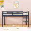 Lit mezzanine simple en bois avec échelle-2049644158