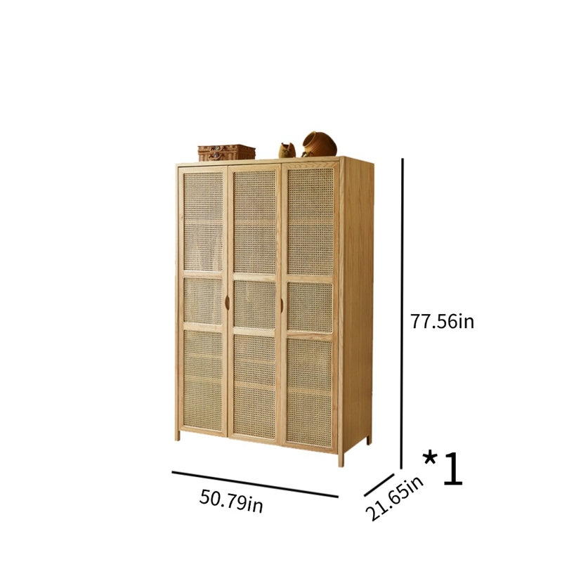Armoire d'appoint en rotin et bois massif tissé