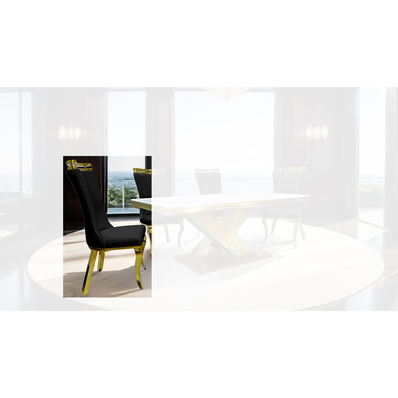 Chaise d'appoint Motoko (ensemble de 2), Noir et or