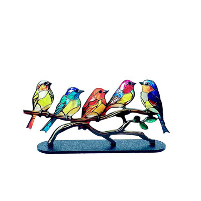 Exquisite European-Style Small Bird Figurine - Enchanting Flower-Shaped Bird Pendant, Handcrafted Acrylic Home Decor for Elegant Interiors.
