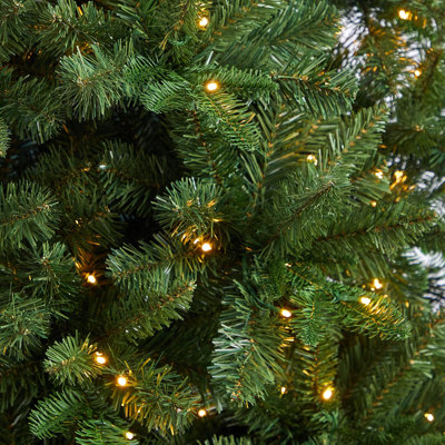  Grand Teton Spruce Flat Back Artificial Christmas Tree Warm White LED Lights 8ft