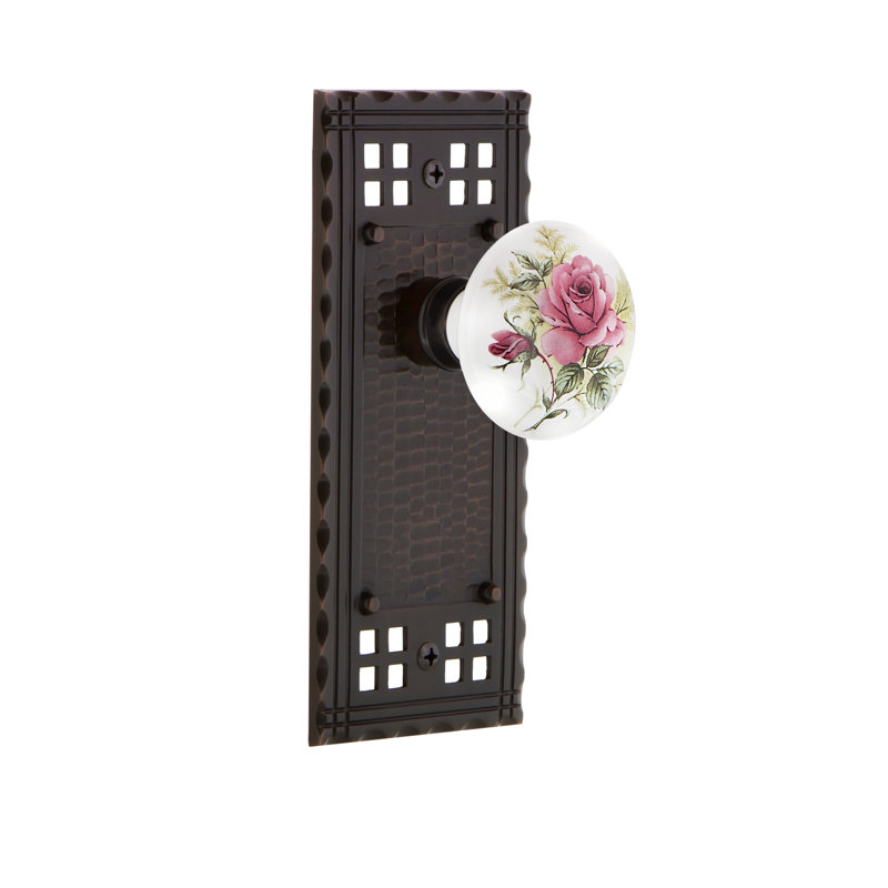 Assiette artisanale avec bouton de porte en porcelaine blanche, Bronze intemporel, 2-3/8 po