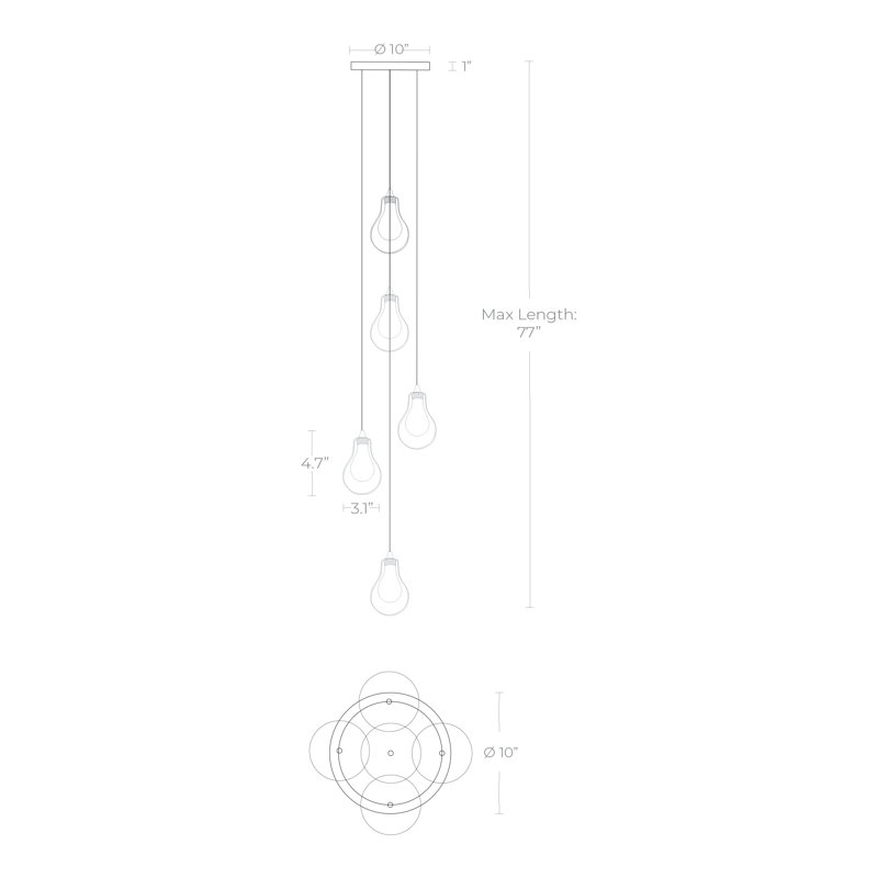 Gem 5 Pendant Lights, Brass