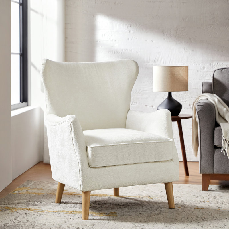 Fauteuil à oreilles 28,5 po Caden, Polyester blanc