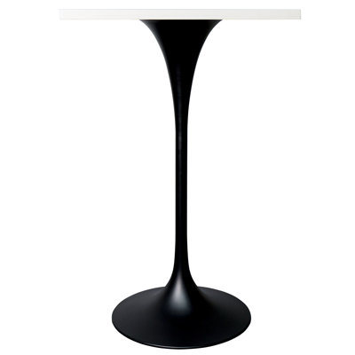 Table carrée de 24 po de hauteur avec plateau en panneau de fibres à densité moyenne et base piédestal en acier inoxydable Travis - Table de salle à manger pour maison et cuisine modernes
