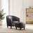 29″ Modern Barrel Accent Chair with Ottoman, Dark Brown Faux Leather