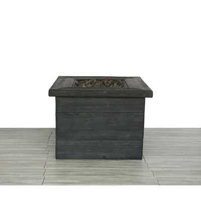 Afriani Square Fiber Reinforced Concrete Propane Smokeless Fire Pit Table with Hidden Fuel Tank