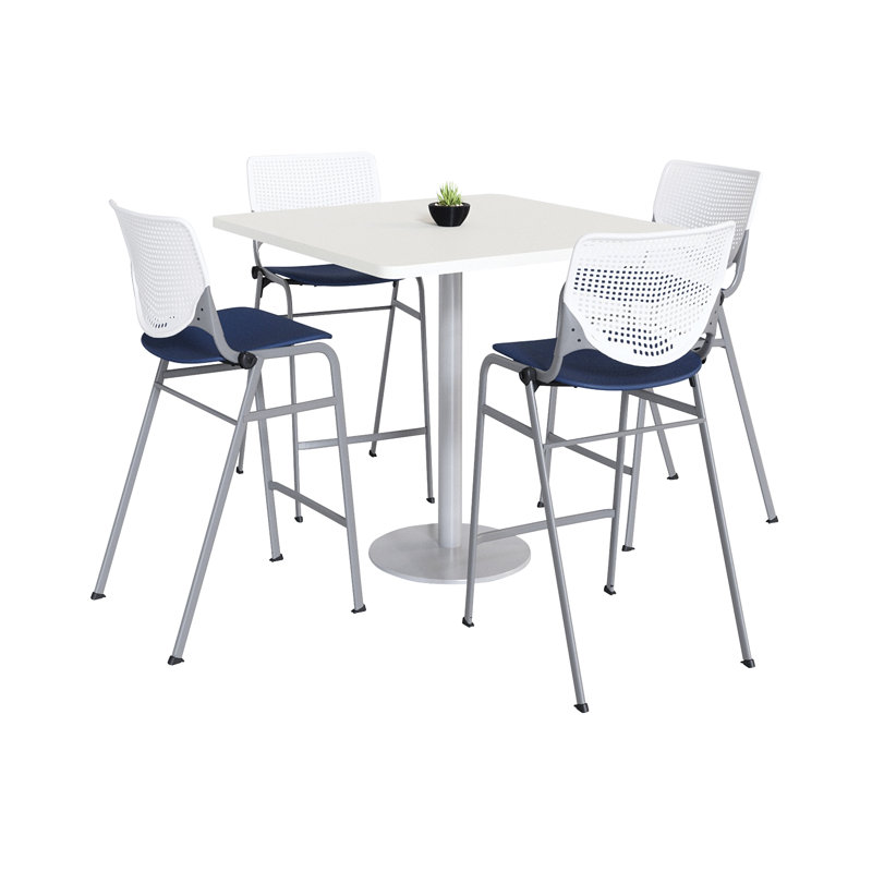 Ensemble de table de salle à manger et chaise Kool L 42 po, Blanc, H 41 po x L 36 po x l 36 po, Blanc / Bleu marine