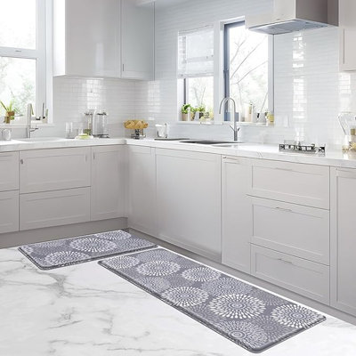 Tapis de cuisine Luxstep - Gris - Anti-fatigue, imperméable, antidérapant, pour la cuisine / le bureau / la buanderie