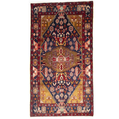Purple-navy Tribal 4X8 Hamedan Oriental Area Rug