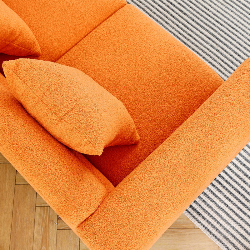 Canapé modulaire 2 places avec 2 coussins pour le salon, la chambre à coucher et le bureau, Orange