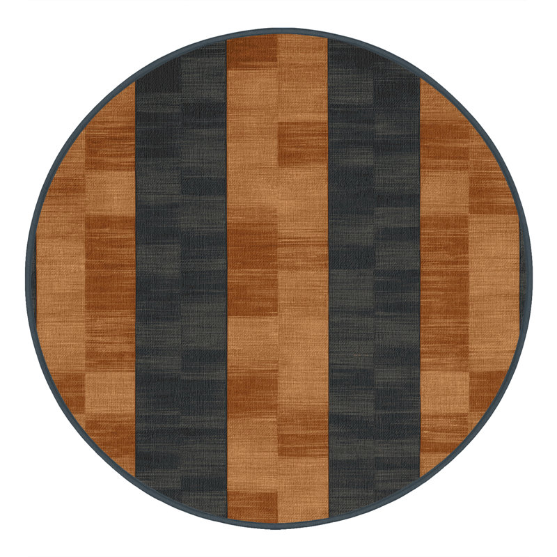 Machine Washable Checkered Gray Area Rug, Round 6'