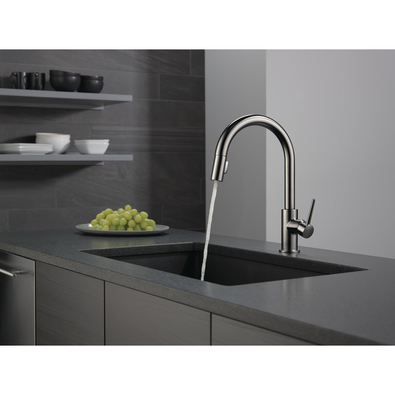 Trinsic Pull-Down Kitchen Faucet, Black Stainless