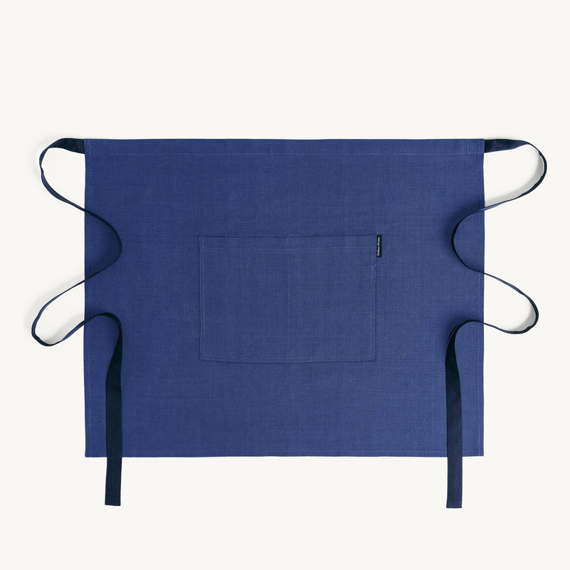 100% Pure Linen Bistro Apron, Blue