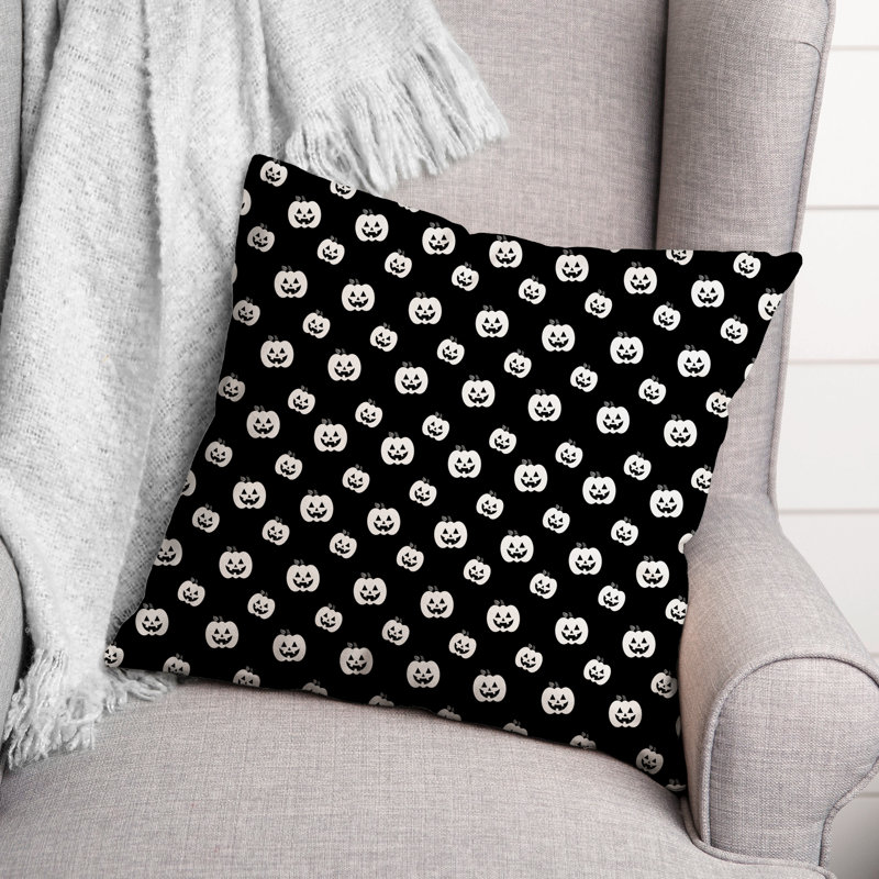  Coussin décoratif noir et blanc à motif de citrouilles