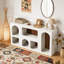 Console en bois, canapé moderne