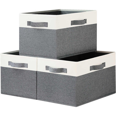 Large Fabric Storage Bins With 3 Handles, 15X11x9.6 Inch Storage Baskets