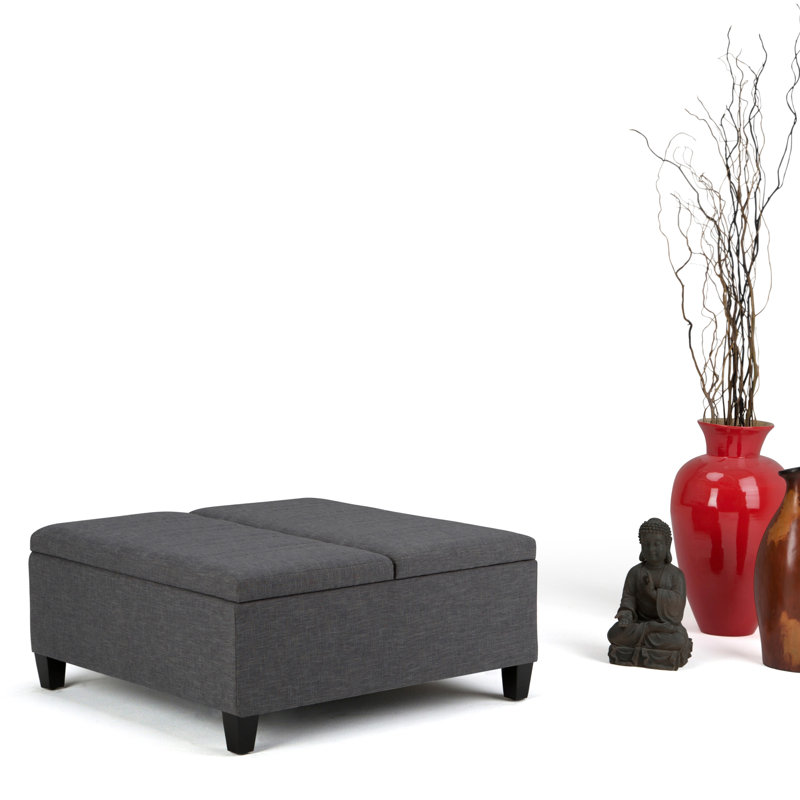 Repose-pieds Ellis, Tissu polyester gris ardoise d'aspect lin