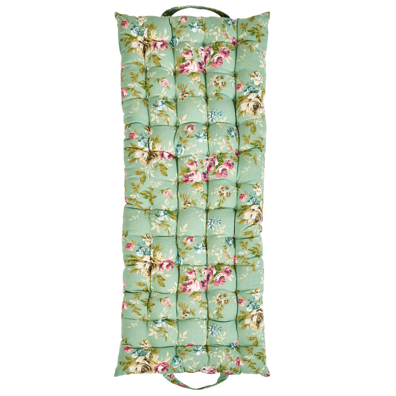 Sage Green Floral Outdoor Garnde Bench Seat Pad Mattress