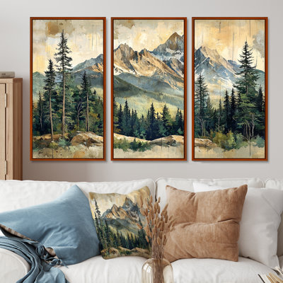 Mountain Treescape Mountain Layers I - Mountains Wall Art - Set Of 3