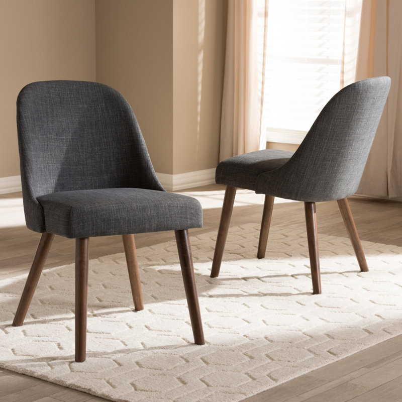 Chaise d'appoint rembourrée en bois massif Conde, Gris foncé