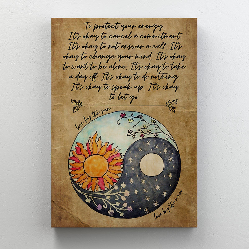 Yin And Yang Circle - To Protect Tour Energy It's Okay To Cancel A Commitment - 1 Piece Rectangle Graphic Art Print On Wrapped Canvas