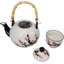 Ensemble de théière en porcelaine 30 oz et 4 tasses à thé en porcelaine blanche et rose