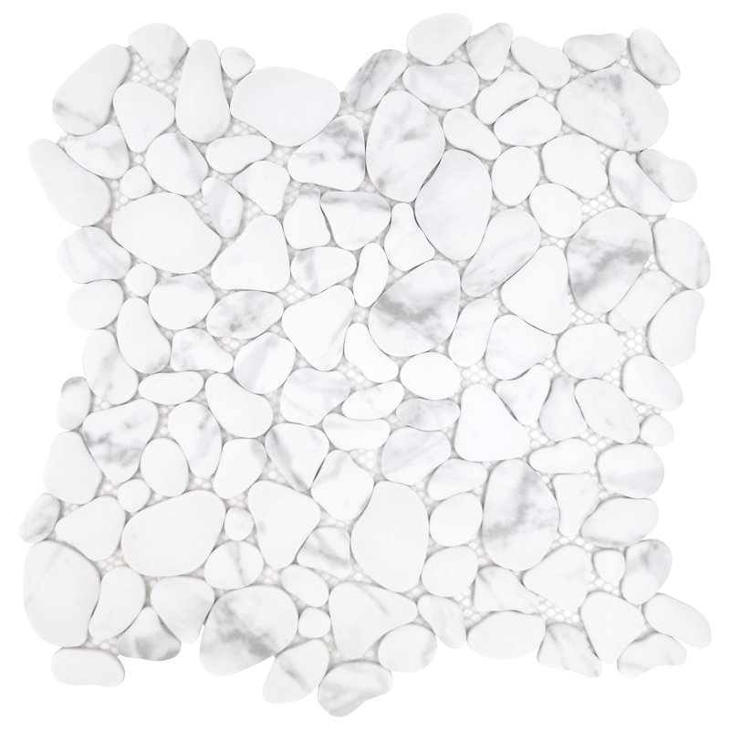 10.6" x 10.6" Pebble Recycled Glass Floor and Wall Mosaic Tile, Gray